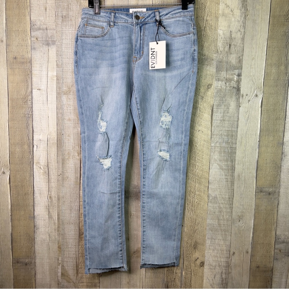 EVIDNT Los Angeles Size 27 Verona Skinny Cropped Ankle Distressed Raw Hem Jeans